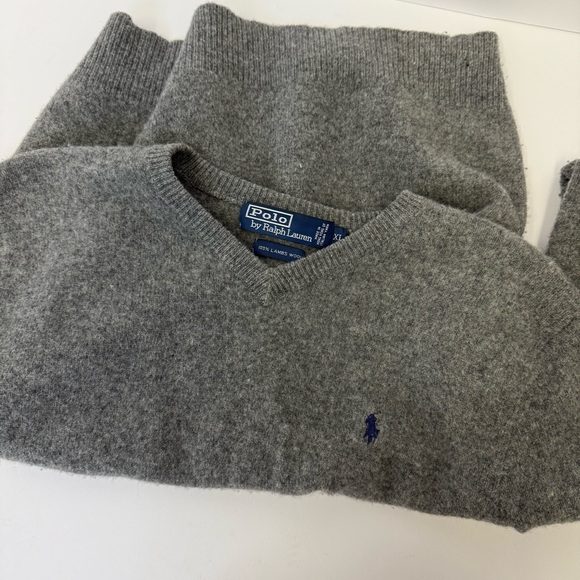Polo Ralph Lauren Gray Lambswool Sweater XL V-Neck Classic Fit - Picture 8 of 12